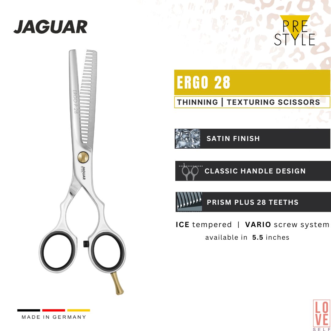 Jaguar PRE STYLE ERGO 28 Thinning Texturing Scissors | Classic Handle Design - LoveSelf Beauty