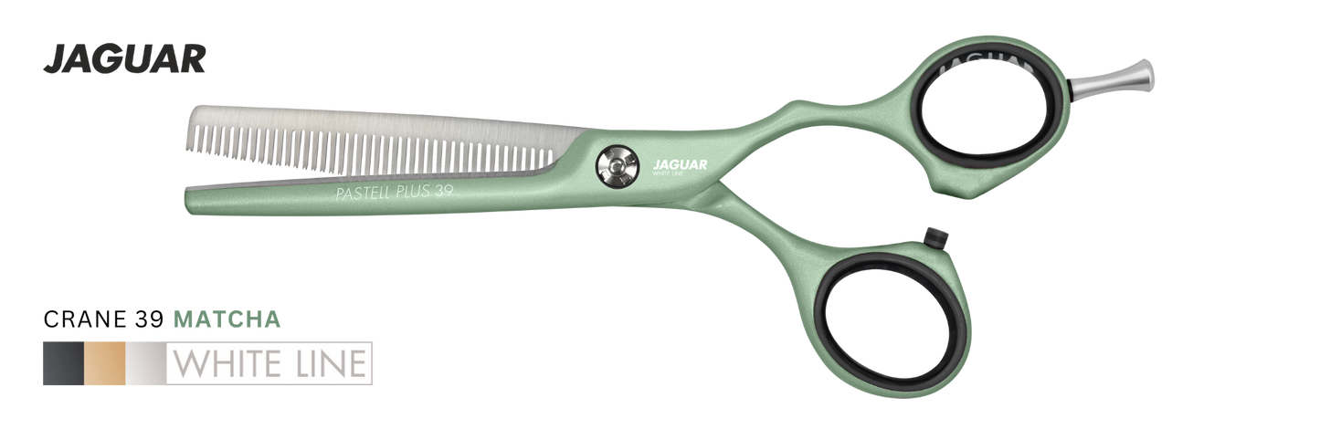Buy Jaguar Pastell Plus Crane Matcha Professional hair thinning scissors. Best texturizing thinning Scissors for salons | Love Self Beauty.