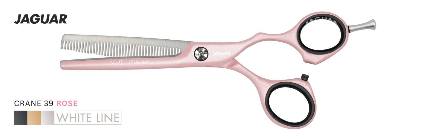 Buy Jaguar Pastell Plus Crane Rose Professional hair thinning scissors. Best texturizing thinning Scissors for salons | Love Self Beauty.