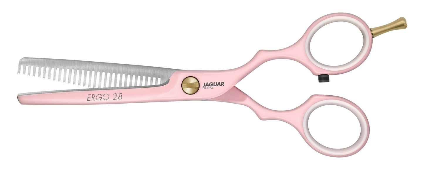 Buy JAGUAR ERGO 28 PINK texturing scissors for Hair thinning in Salons | Love Self Beauty.