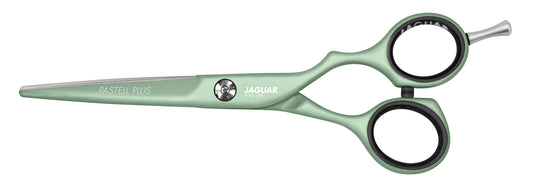 Buy Jaguar Hair Scissors Pastell Plus offset Matcha color. Best Professional Hairdressing Scissors for Hair Cutting and Slicing | Love Self Beauty.