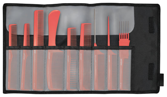 Buy Jaguar Professional Hair Comb set of Coral Color 9 Hair Cutting Combs and Styling combs for Barbers and Salons | Love Self Beauty.