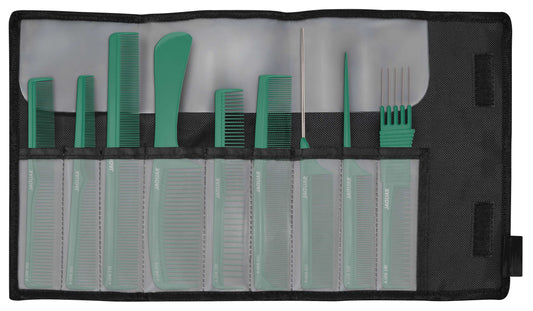 Buy Jaguar Professional Hair Comb set of Green Color 9 Hair Cutting Combs and Styling combs for Barbers and Salons | Love Self Beauty.