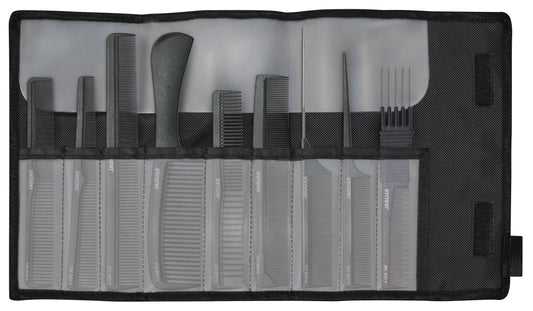 Buy Jaguar Professional Hair Comb set of Carbon Black 9 Hair Cutting Combs and Styling combs for Barbers and Salons | Love Self Beauty.