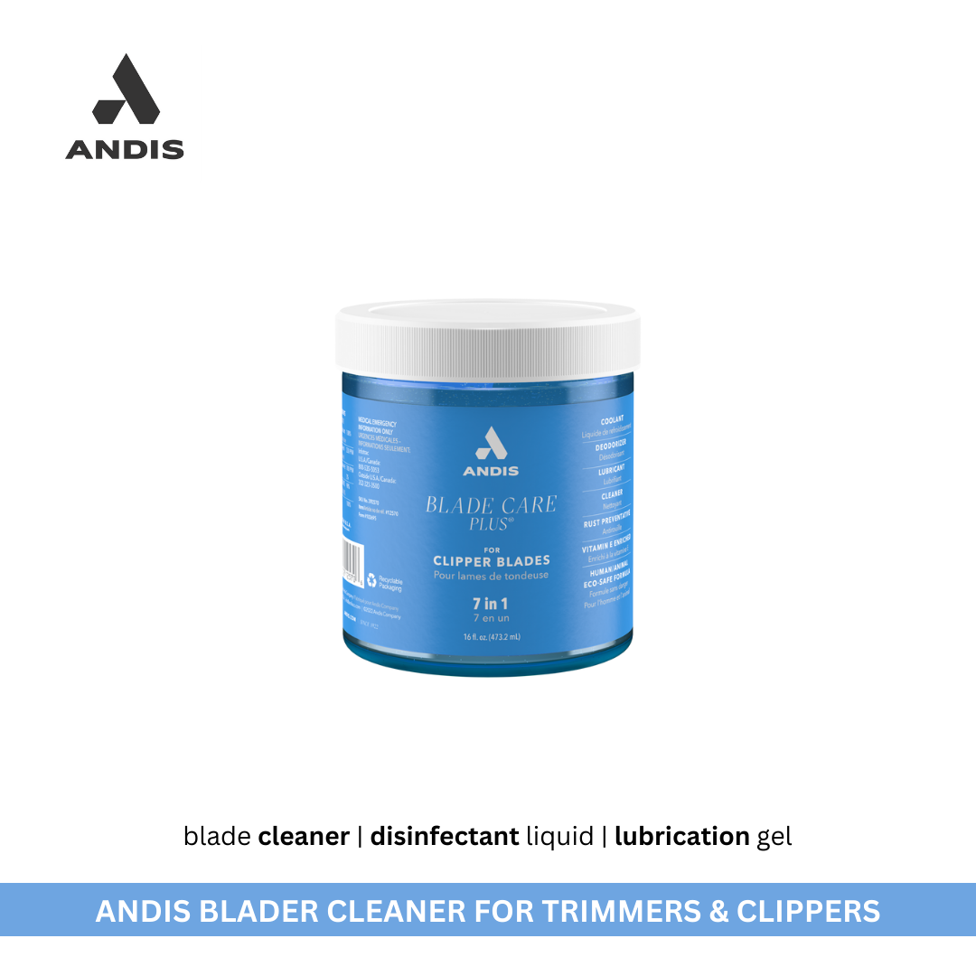 Andis Blade Care Plus Trimmer Clipper Cleaner, ideal for cleaning, cooling, and maintaining clipper blades for longer-lasting performance