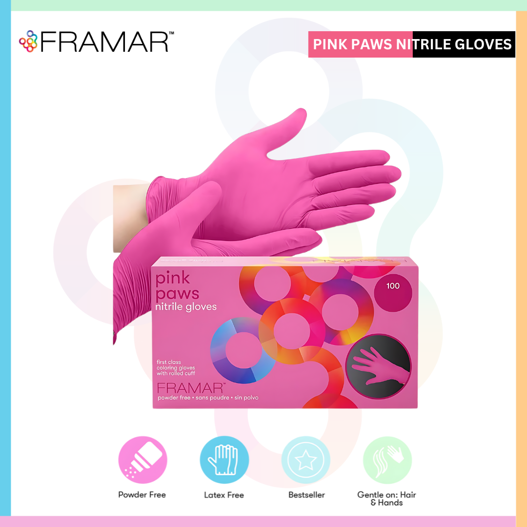Framar Nitrile Gloves Pink Paws 100pcs box - LoveSelf Beauty