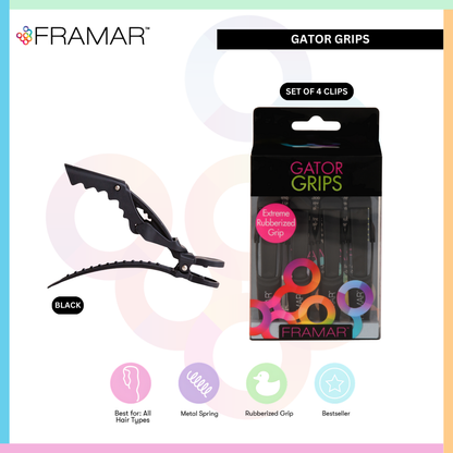 Framar Black Gator Hair Clips for Hair Sectioning