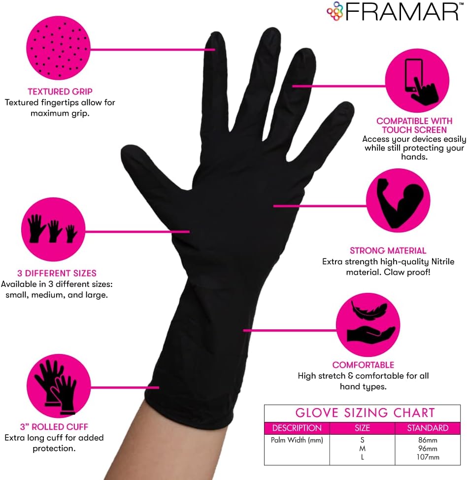 Benefits of Framar Nitrile Gloves Midnight Mitts 100pcs - LoveSelf Beauty