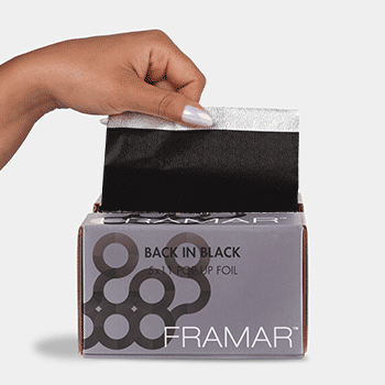 Framar Back in Black hair foil pop up