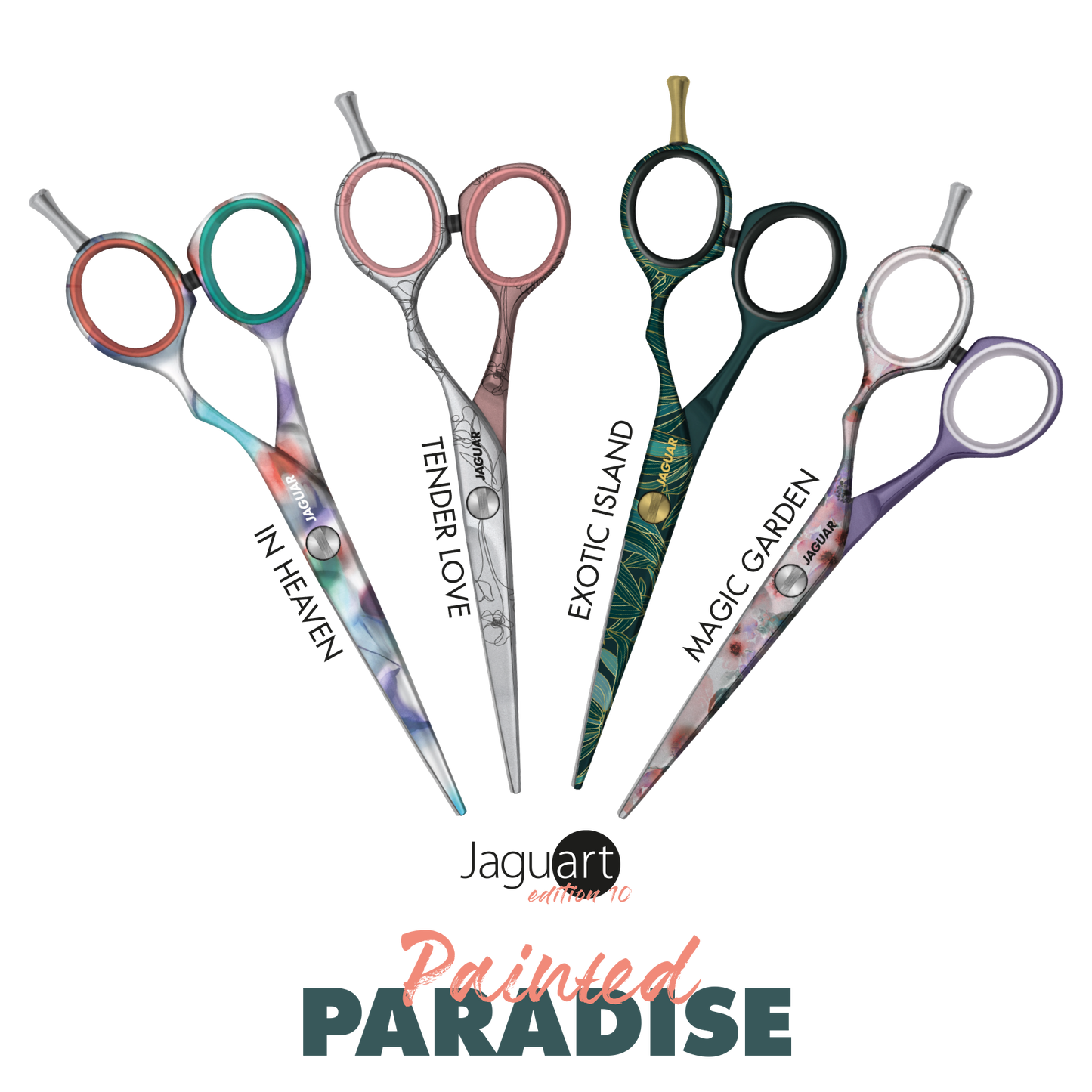 Jaguar Hair Scissors painted paradise is an excellent colorful range of hairdressing scissors.