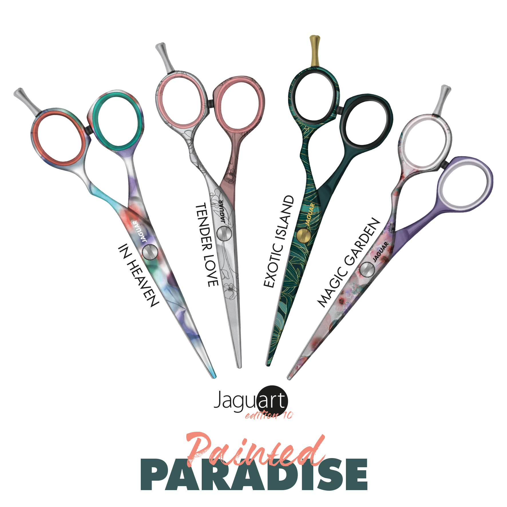 Jaguar Hair Scissors painted paradise is an excellent colorful range of hairdressing scissors.