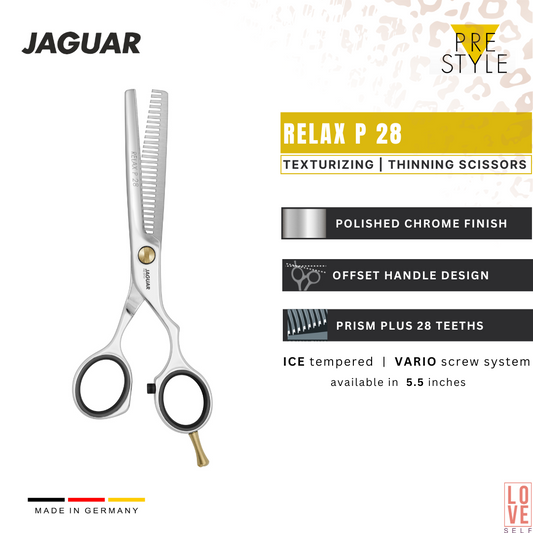 Jaguar PRE STYLE RELAX P 28 Texturing Thinning hair Scissors | Offset Handle Design - LoveSelf Beauty