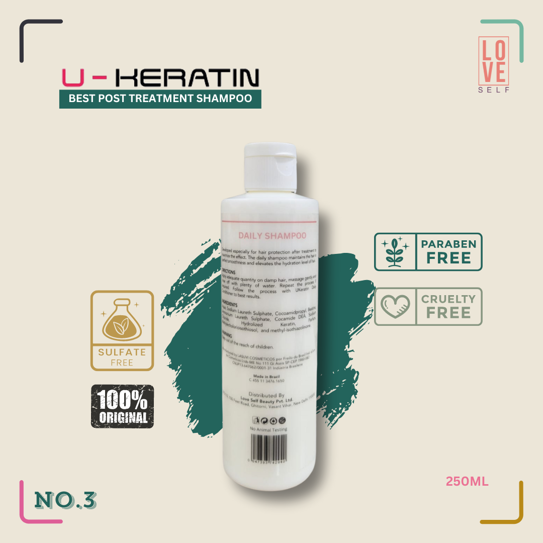 maintain the sleek, frizz-free results of a keratin treatment, the U Keratin Shampoo is the best choice for both professionals and clients. With its sulfate-free, keratin-infused formula, this shampoo ensures that hair stays healthy, smooth, and shiny, making it an essential part of any aftercare routine for keratin-treated hair.