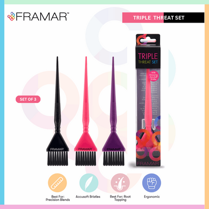 medium size framar hair color brush set Triple Threat